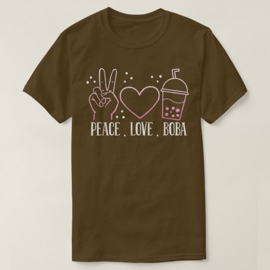 Peace Love Boba Bubble Tea Drink Tapioca Boba Tea T-shirt (Design voorkant)
