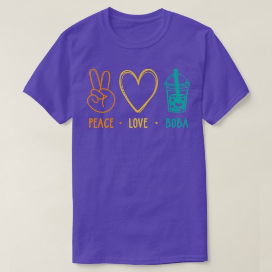 Peace Love Boba Graphic Tea Lover Tea Drinker Bubb T-shirt (Design voorkant)