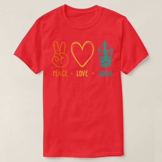 Peace Love Boba Graphic Tea Lover Tea Drinker Bubb T-shirt (Design voorkant)