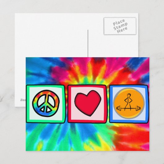 Peace, Love, Bodybuilding Briefkaart (Voorkant / Achterkant)