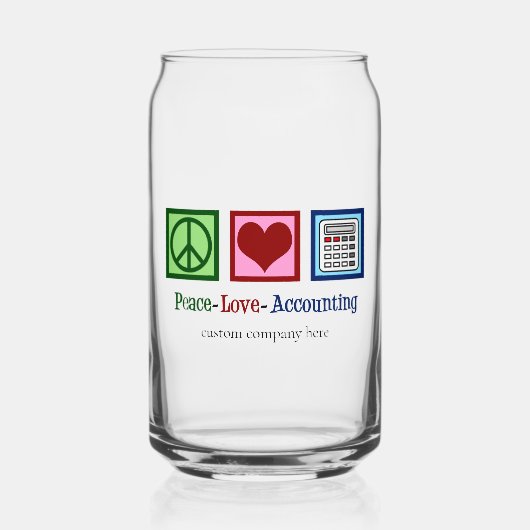 Peace Love Boekhouding Custom Accountant Bedrijf Blikvorm Glas (Voorkant)
