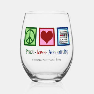 Peace Love Boekhouding Custom Accountant Bedrijf Wijnglas Zonder Voet