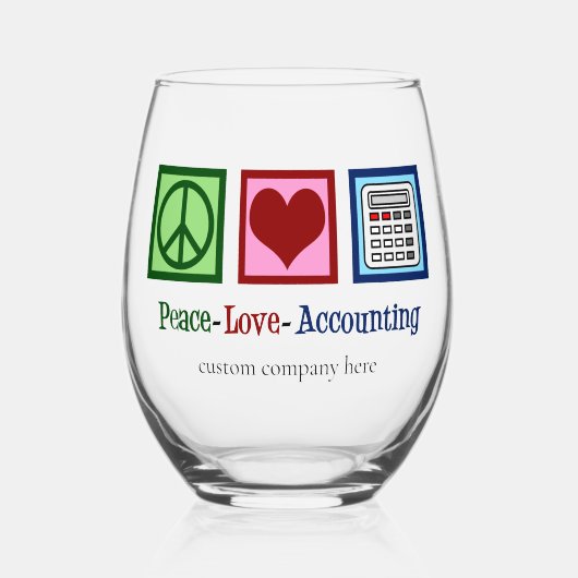 Peace Love Boekhouding Custom Accountant Bedrijf Wijnglas Zonder Voet (Voorkant)