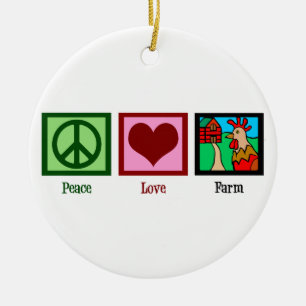 Peace Love Boerderij Keramisch Ornament