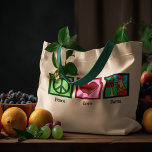 Peace Love Boerderij Tote Bag<br><div class="desc">Een vredesteken en een hart naast een rooster voor een schuur. Ik hou ervan boer te zijn.</div>