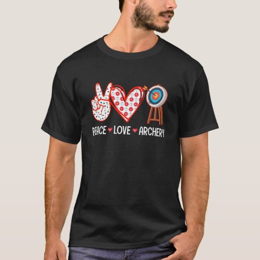 Peace Love boogschieten doel Mannen vrouwen meisje T-shirt (Voorkant)