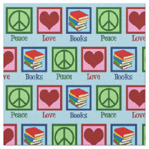 Peace Love Books Cute Blue Bookworm