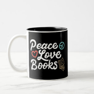 Peace Love Books Geeky & Cute Reading Tweekleurige Koffiemok