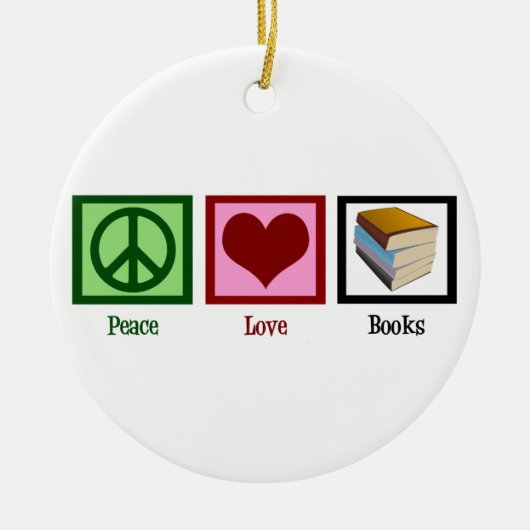 Peace Love Books Keramisch Ornament (Voorkant)