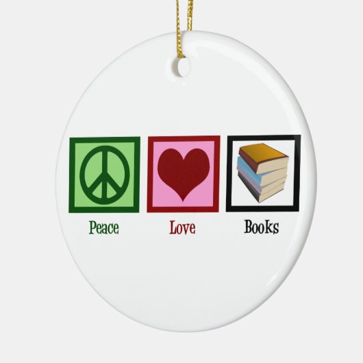 Peace Love Books Keramisch Ornament (Links)