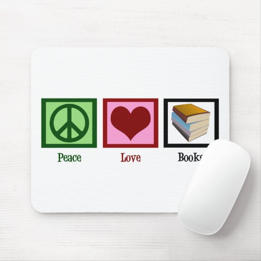 Peace Love Books Muismat (Met muis)