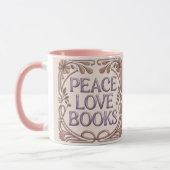 Peace Love Books Pink Combo Mug Mok (Links)