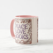 Peace Love Books Roze Combo Mok (Voorkant links)