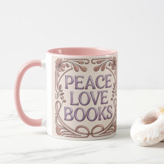 Peace Love Books Roze Combo Mok (Met donut)