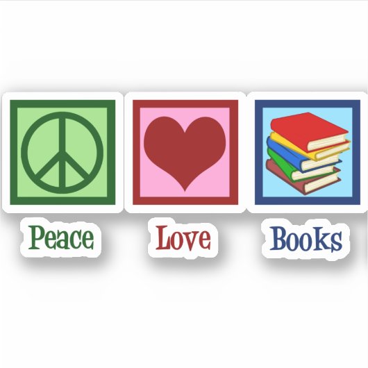 Peace Love Books Sticker (Voorkant)