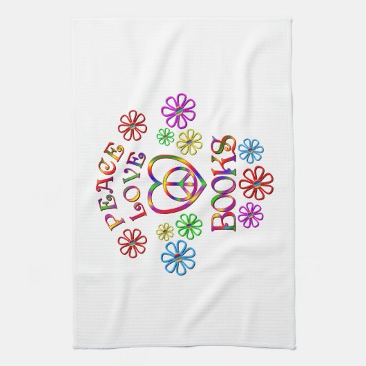 Peace Love Books Theedoek (Verticaal)