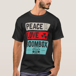 Peace Love Boombox Cassettebandje 80s Retro T-shirt
