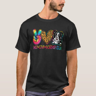 Peace Love Border Collie Tie Dye Hondenliefhebber T-shirt