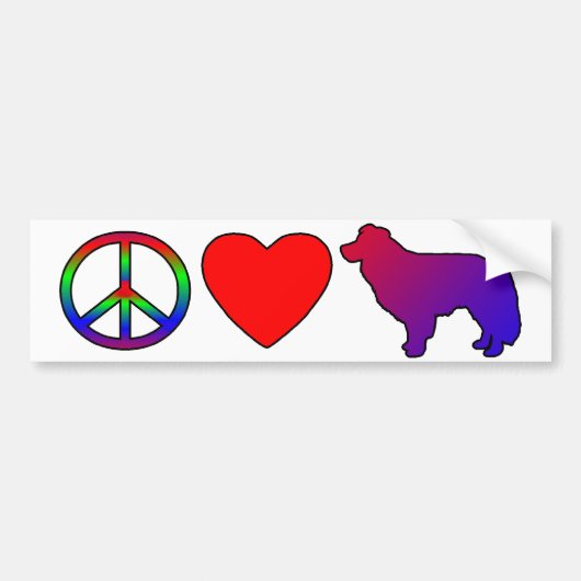 Peace Love Border Collies Bumpersticker (Voorkant)