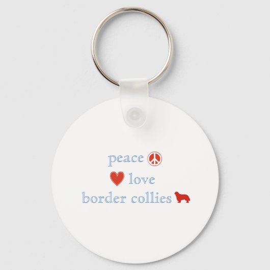Peace Love Border Collies Sleutelhanger (Voorkant)
