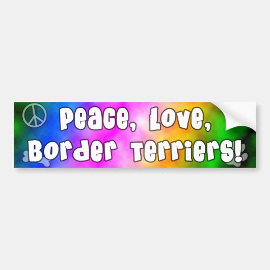 Peace Love Border Terriers Bumpersticker (Voorkant)