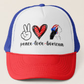 Peace Love Boricua Trucker Pet (Voorkant)