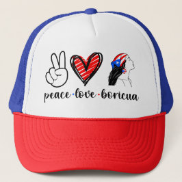 Peace Love Boricua Trucker Pet