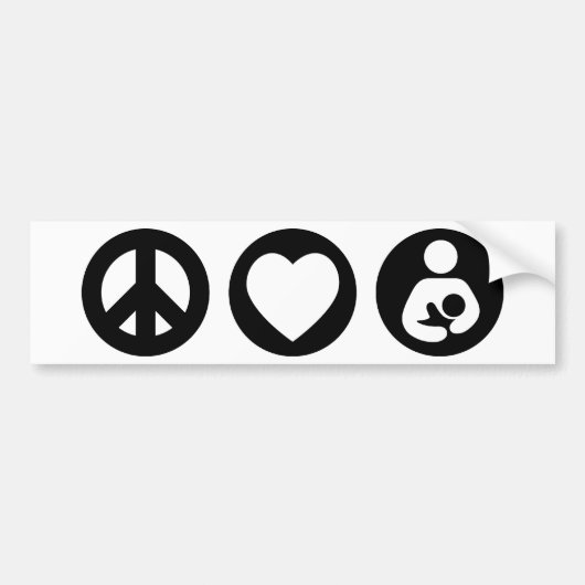 Peace Love Borstvoeding Bumpersticker (Voorkant)