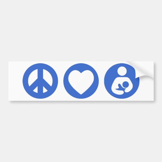 Peace Love Borstvoeding Bumpersticker (Voorkant)
