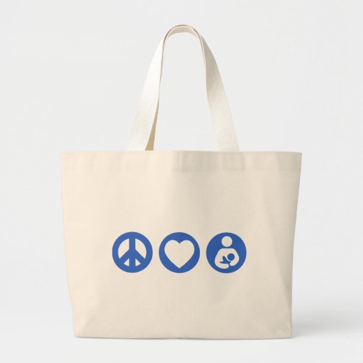 Peace Love Borstvoeding Grote Tote Bag (Voorkant)