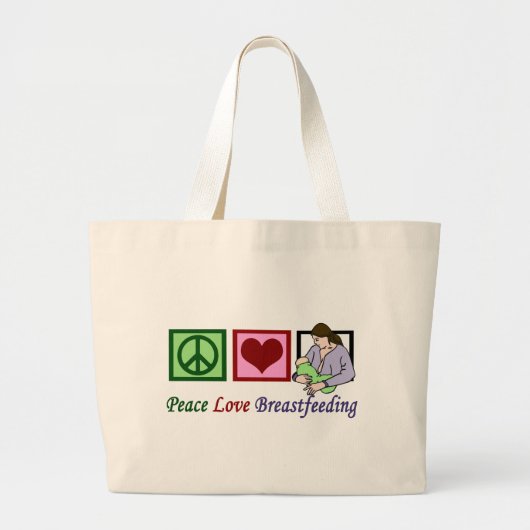 Peace Love Borstvoeding Grote Tote Bag (Voorkant)