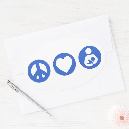 Peace Love Borstvoeding Ovale Sticker (Envelop)