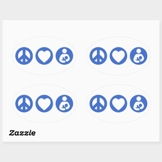 Peace Love Borstvoeding Ovale Sticker (Vel)