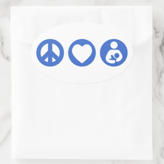 Peace Love Borstvoeding Ovale Sticker (Tas)