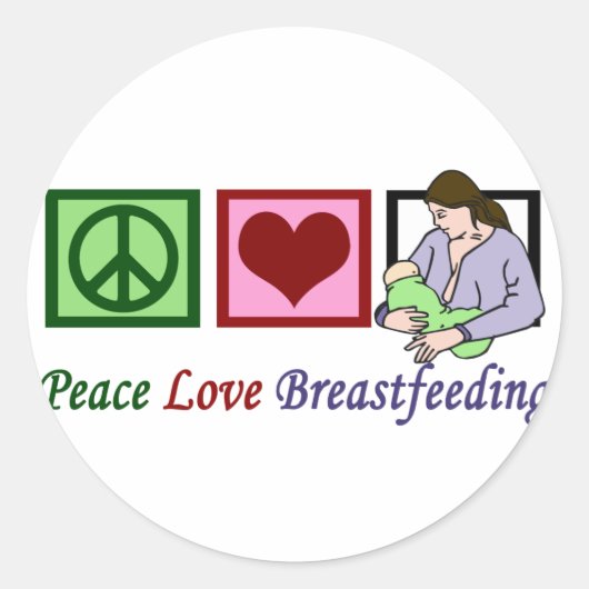 Peace Love Borstvoeding Ronde Sticker (Voorkant)