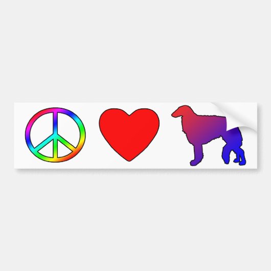 Peace Love Borzois Bumpersticker (Voorkant)