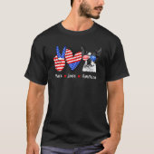 Peace Love Boston Terrier Dog America Flag T-shirt (Voorkant)
