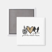 Peace Love Boston Terrier Funny Boston Terrier Lov Magneet (Voorkant / Achterkant)