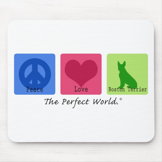 Peace Love Boston Terrier Muismat (Voorkant)