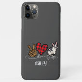 Peace Love Boston Terrier Plaid Leuk Hondenliefheb Case-Mate iPhone Case (Achterkant)