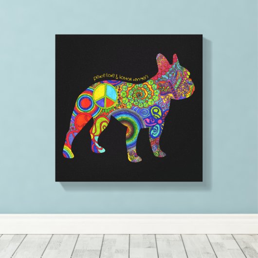 "Peace Love & Boston Terriers" Pop Art Canvas (Insitu (Houten vloer))