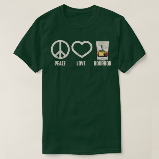 Peace Love Bourbon Art Cool Whiskey Drinkers Gag T-shirt (Design voorkant)