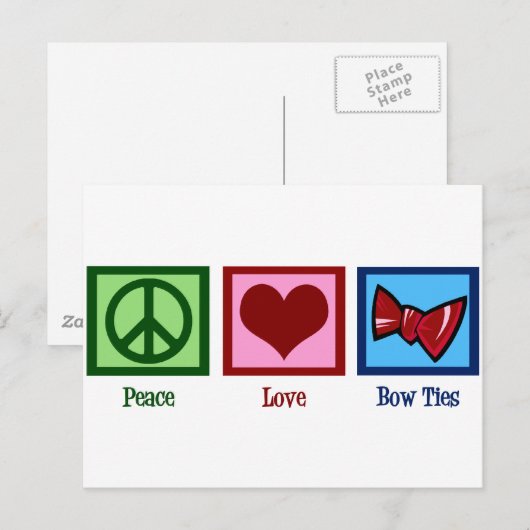 Peace Love Bow-Stropdassen Briefkaart (Voorkant / Achterkant)