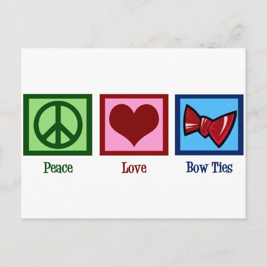 Peace Love Bow-Stropdassen Briefkaart (Voorkant)