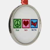 Peace Love Bow-Stropdassen Metalen Ornament (Rechts)