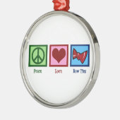 Peace Love Bow-Stropdassen Metalen Ornament (Links)