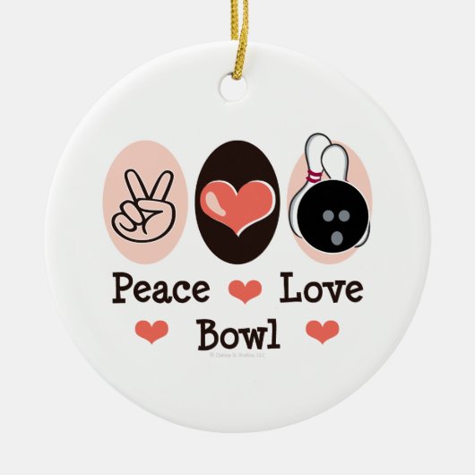 Peace Love Bowl Bowling Ornament (Voorkant)