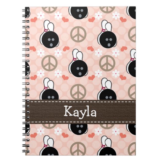 Peace Love Bowl Bowling Spiral notebook Journal Notitieboek (Voorkant)