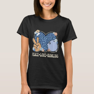 Peace Love Bowling Lover Leopard Print Meisjes Sch T-shirt