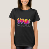 Peace Love Bowling Lover Stropdas-dye Retro Bowler T-shirt (Voorkant)
